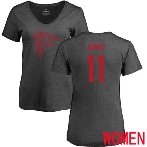 Atlanta Falcons Ash Women Julio Jones One Color NFL Football #11 T Shirt